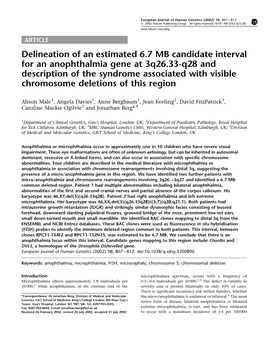 Delineation of an Estimated 6.7 MB Candidate Interval for An