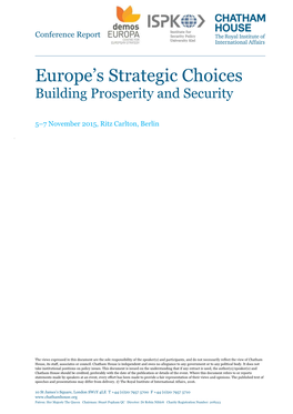 Europe's Strategic Choices 2015