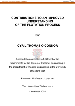 Contributions to an Improved Understanding of the Flotation Process