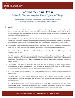 Securing the China Dream the People’S Liberation Army in a Time of Reform and Change