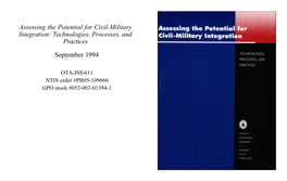 Assessing the Potential for Civil-Military Integration: Technologies, Processes, and Practices