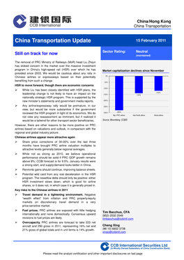 China Transportation Update 15 February 2011