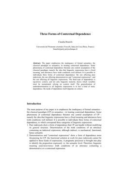Three Forms of Contextual Dependence