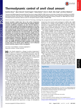 Thermodynamic Control of Anvil Cloud Amount SEE COMMENTARY