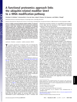 A Functional Proteomics Approach Links the Ubiquitin-Related Modifier Urm1 to a Trna Modification Pathway