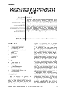 Numerical Analysis of the Air-Fuel Mixture in Indirect and Direct Injection of Four-Stroke Engines