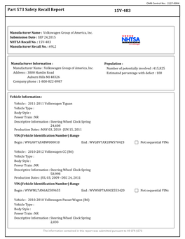 Part 573 Safety Recall Report 15V-483