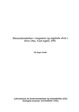 Etterundersøkelser I Magasiner Og Regulerte Elver I Øvre Otra, Aust-Agder, 1991