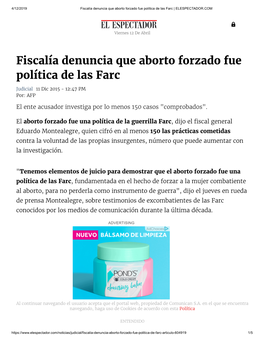 Fiscalía Denuncia Que Aborto Forzado Fue Política De Las Farc | ELESPECTADOR.COM