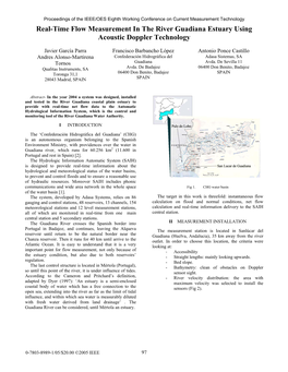 Real Time Measurement in Guadiana River Estuary