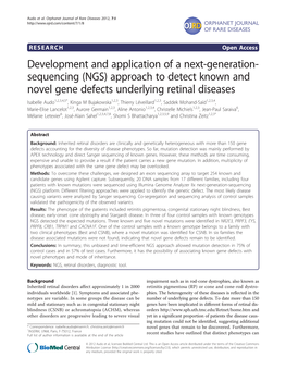 Development and Application of a Next-Generation- Sequencing (NGS
