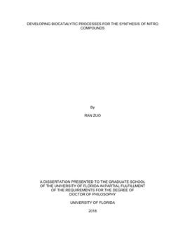 Developing Biocatalytic Processes for the Synthesis of Nitro Compounds