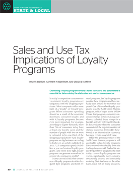 Sales and Use Tax Implications of Loyalty Programs