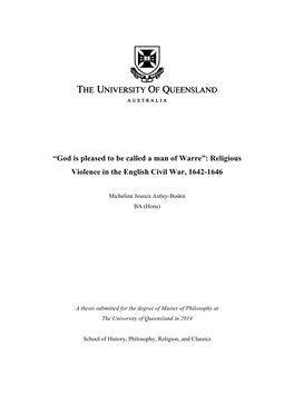 Religious Violence in the English Civil War, 1642-1646