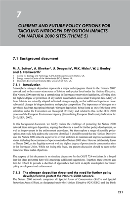 Current and Future Policy Options for Tackling Nitrogen Deposition Impacts on Natura 2000 Sites (Theme 5)