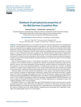 Database of Petrophysical Properties of the Mid-German Crystalline Rise