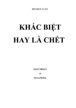 Khác Biệt Hay Là Chết