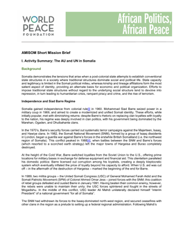 AMISOM Short Mission Brief