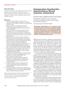 Postoperative Paenibacillus Thiaminolyticus Wound