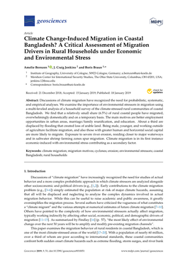 Climate Change-Induced Migration in Coastal Bangladesh? a Critical Assessment of Migration Drivers in Rural Households Under Economic and Environmental Stress
