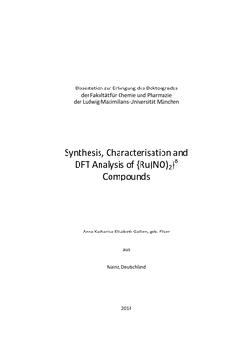 Synthesis, Characterisation and DFT Analysis of {Ru(NO)2}8 Compounds