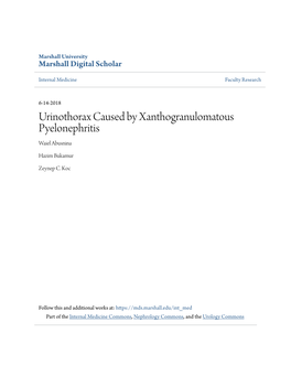 Urinothorax Caused by Xanthogranulomatous Pyelonephritis Waiel Abusnina