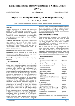 (IJISMS) Megaureter Management -Five-Year Retrospective Study