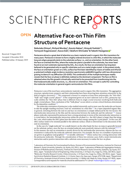 Alternative Face-On Thin Film Structure of Pentacene