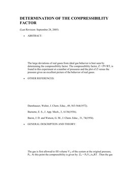 Determination of the Compressibility Factor