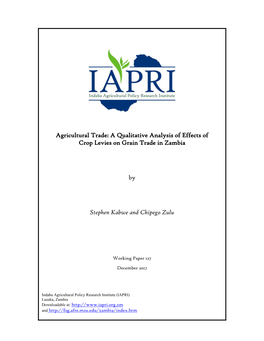 A Qualitative Analysis of Effects of Crop Levies on Grain Trade in Zambia