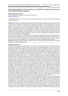 3002-3012 Research Article Sound Exchange Between the Consonants in “Al Kamil” on Language and Literature in the Light of Modern Linguistics