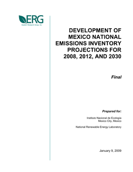Development of Mexico National Emissions Inventory Projections for 2008, 2012, and 2030
