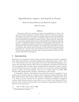 Quantification, Degrees, and Beyond in Navajo