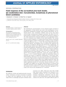 Field Response of the Sixtoothed Pine Bark Beetle, Ips Sexdentatus (Col