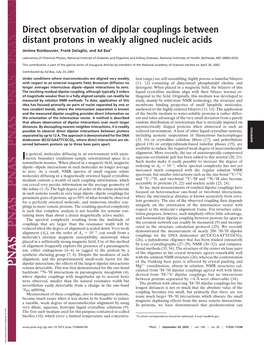 Direct Observation of Dipolar Couplings Between Distant Protons in Weakly Aligned Nucleic Acids