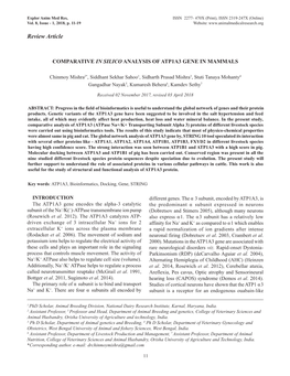 Comparative in Silico Analysis of Atp1a3 Gene in Mammals