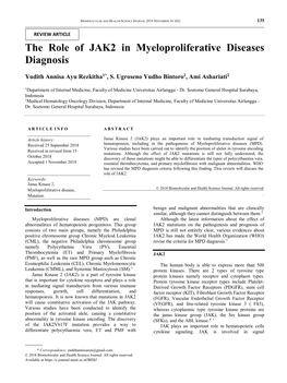 The Role of JAK2 in Myeloproliferative Diseases Diagnosis