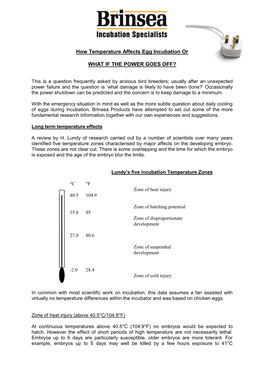 How Temperature Affects Egg Incubation Or WHAT IF