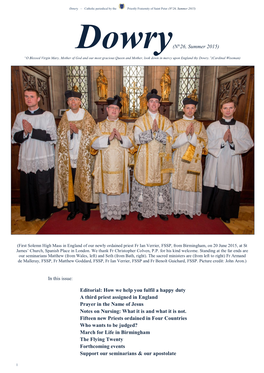 The Priestly Fraternity of Saint Peter (N°26, Summer 2015)