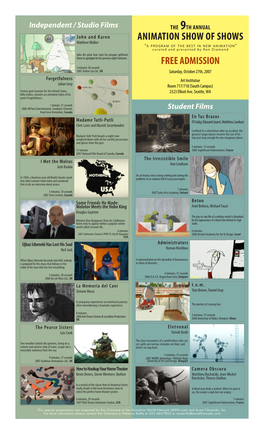 Animation Show of Shows Program PDF Flyer