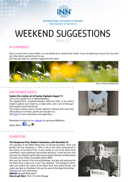 WEEKEND SUGGESTIONS Week 27