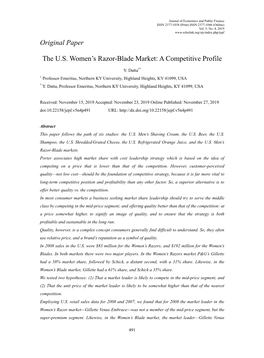 Original Paper the US Women's Razor-Blade Market: a Competitive