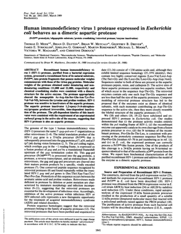 Human Immunodeficiency Virus 1 Protease Expressed in Escherichia