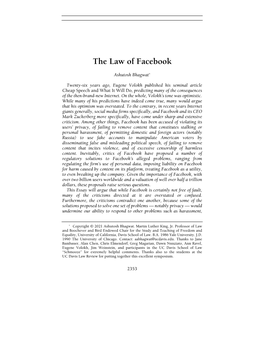 The Law of Facebook