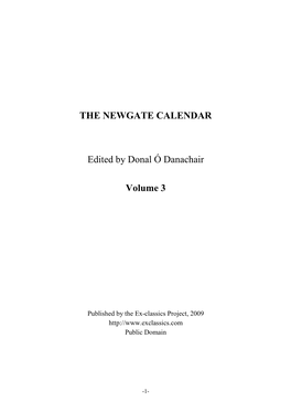 THE NEWGATE CALENDAR Edited by Donal Ó Danachair Volume 3
