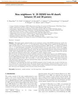 V. 35 DENIS Late-M Dwarfs Between 10 and 30 Parsecs