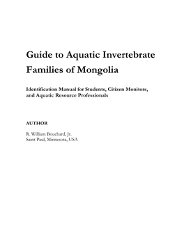 Guide to Aquatic Invertebrate Families of Mongolia