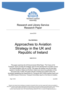 Approaches to Aviation Strategy in the UK and Republic of Ireland