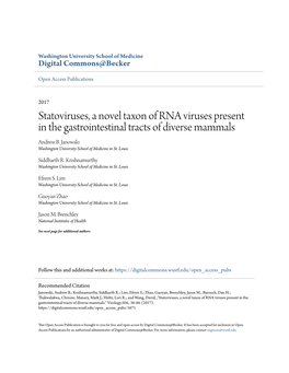 Statoviruses, a Novel Taxon of RNA Viruses Present in the Gastrointestinal Tracts of Diverse Mammals Andrew B