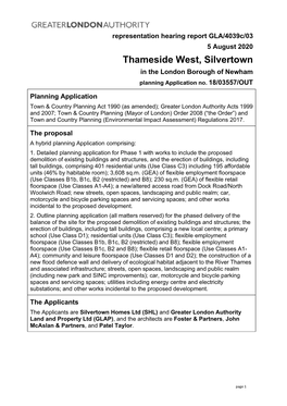 Thameside West, Silvertown in the London Borough of Newham Planning Application No